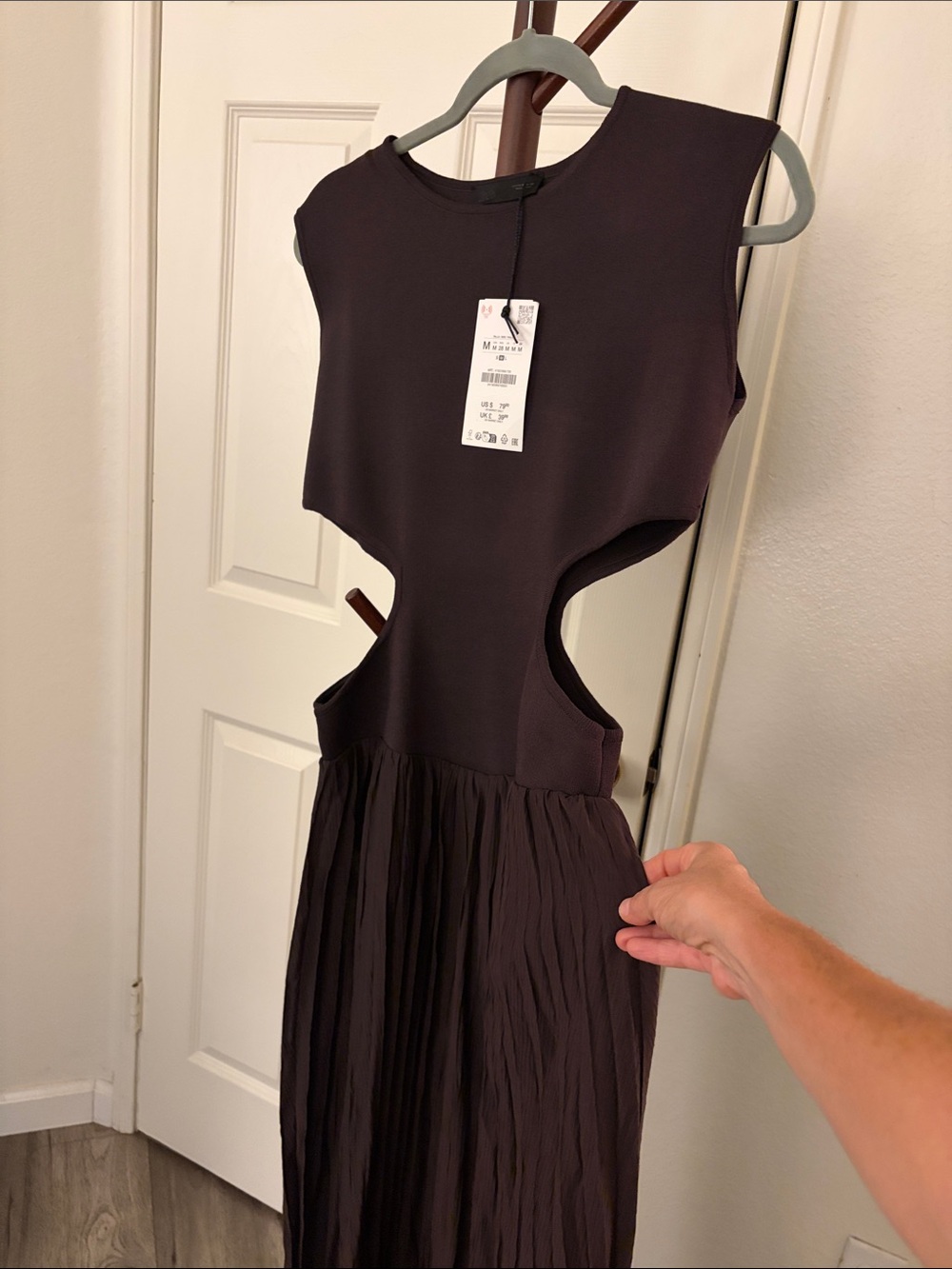 Zara Backless Cutout Maxi Dress in Deep Plum